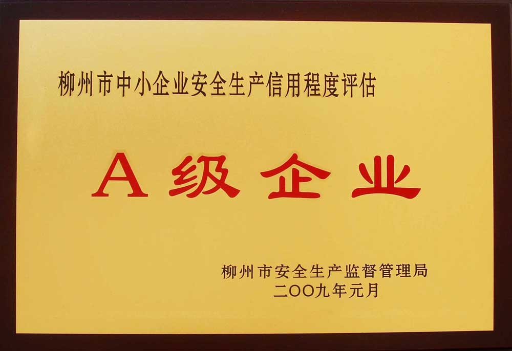 2009年，龙湾酒厂荣获 “柳州市中小企业安全生产信用程度评A级企业”称号
