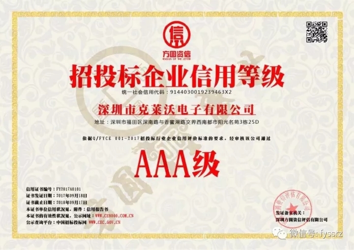 招投标企业信用等级