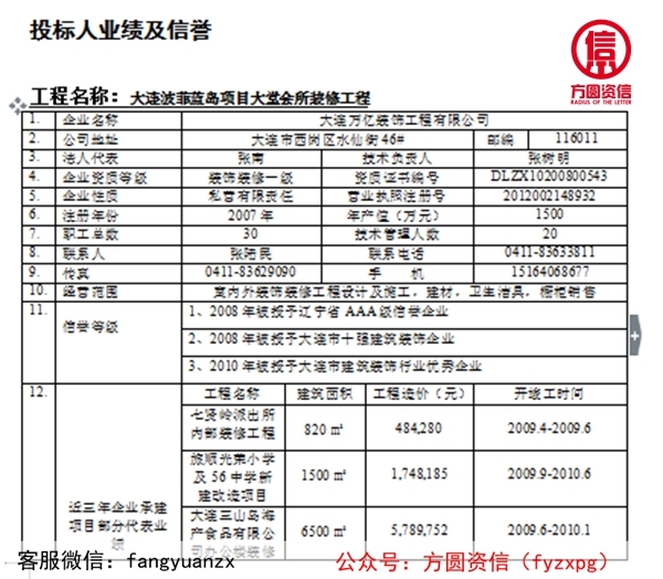 投標(biāo)人業(yè)績(jī)及信譽(yù)